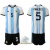 Officiële Voetbalshirt + Korte Broek Argentinië Leandro Paredes 5 Thuis WK 2022 - Kids